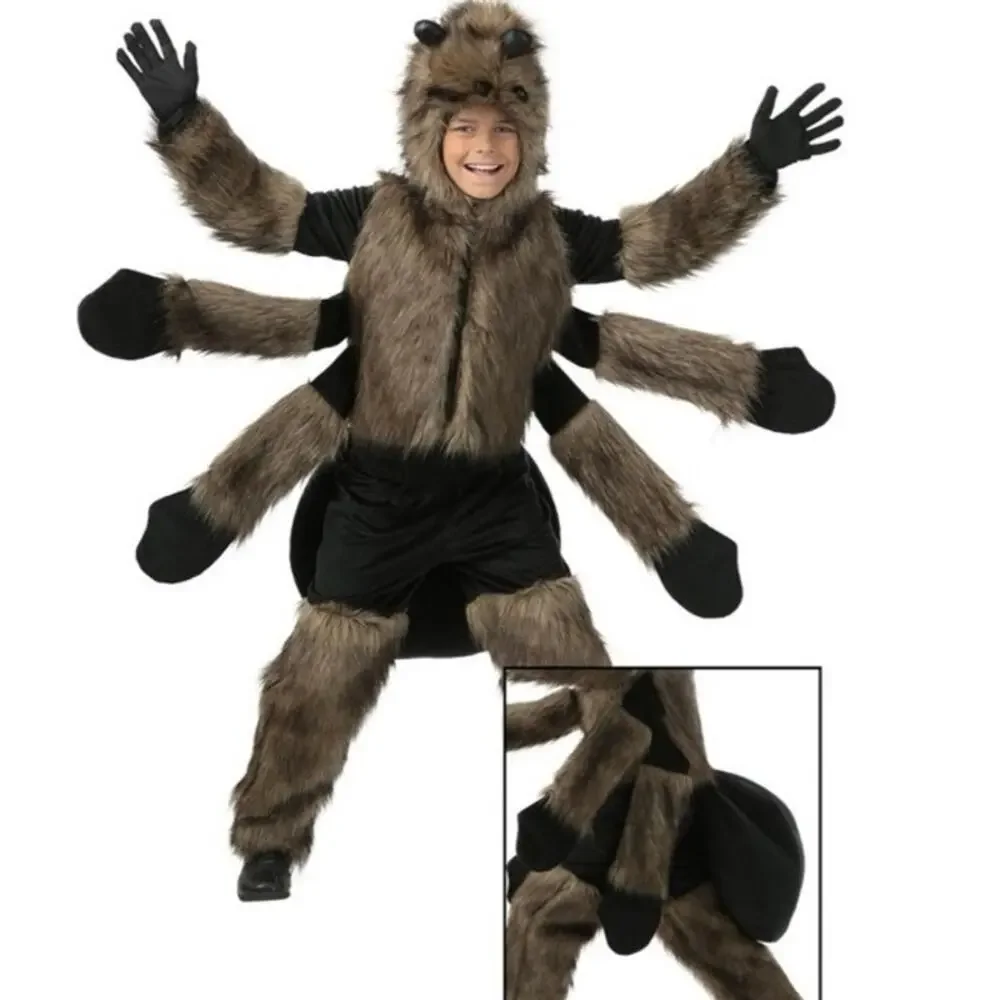 Halloween Costumes medium unisex Child Furry Spider Costume Black Brown jacket